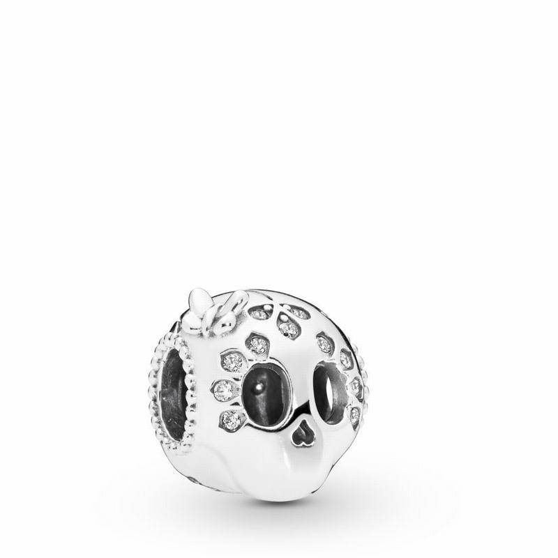 Pandora Sparkling Skull Charm Ireland - Sterling Silver/Cubic Zirconia - 192437WIC